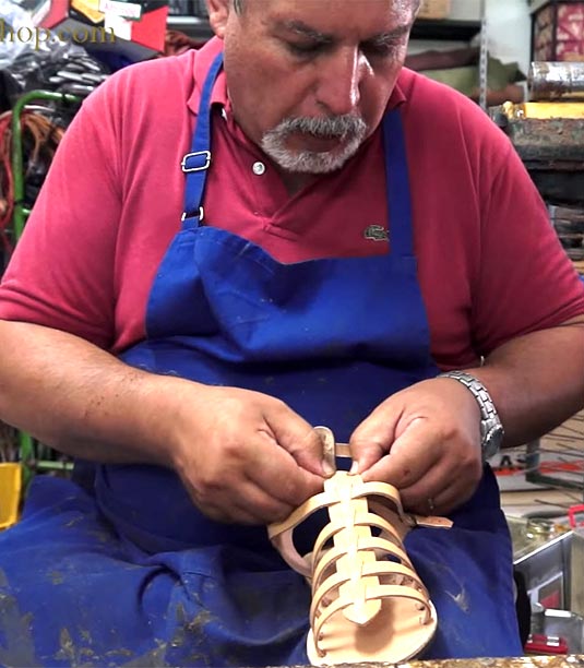 traditional greek sandal at work